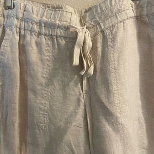 Caslon Beige Linen Drawstring Pants size petite small